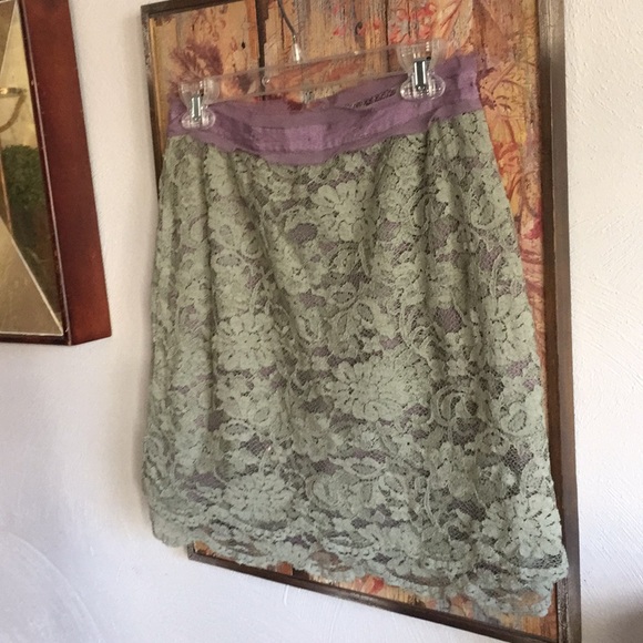 F21 COLLECTION NY SAGE LACE MINI SKIRT L M - Picture 16 of 16